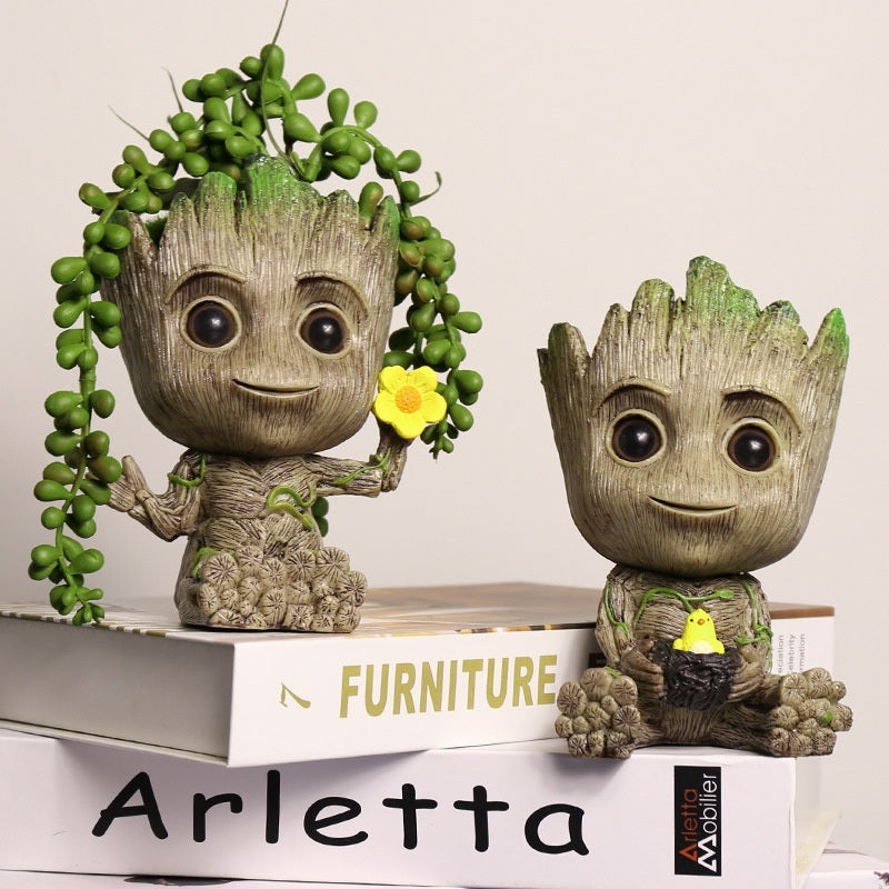 Cute Creative succulent plant flowerpots; small tree people